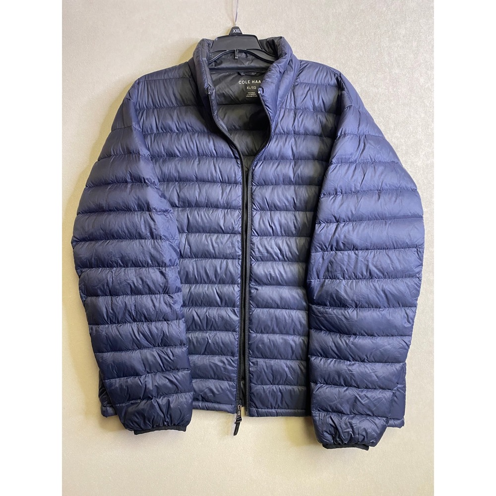 Cole Haan Mens XL Navy Blue Packable Lightweight Premium Down Puffer Jacket